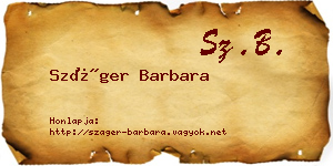 Száger Barbara névjegykártya
