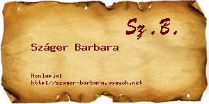 Száger Barbara névjegykártya